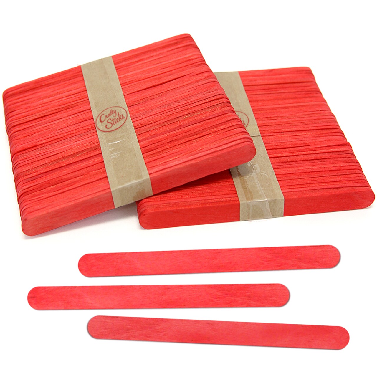 CraftySticks Colored Wood Craft Sticks 4.5 Inch, Red Orange Yellow Green Blue Purple White Black Pink Brown Popsicle Sticks